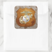 USMC Eagle, Wereldbol & Anchor (EGA) [3D] Vierkante Sticker (Tas)