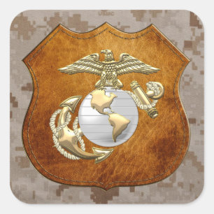 USMC Eagle, Wereldbol & Anchor (EGA) [3D] Vierkante Sticker