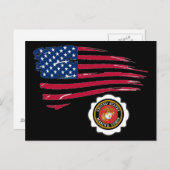 USMC Embleem en Amerikaanse vlag Briefkaart (Voorkant / Achterkant)
