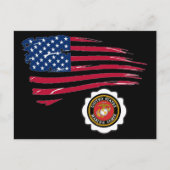 USMC Embleem en Amerikaanse vlag Briefkaart (Voorkant)