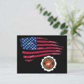 USMC Embleem en Amerikaanse vlag Briefkaart (Staand voorkant)