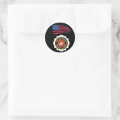 USMC Emblem met de Amerikaanse vlag Ronde Sticker (Tas)