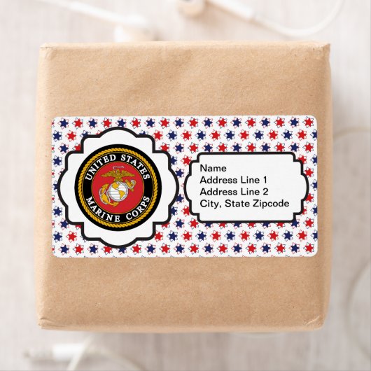 USMC Emblem met rode, witte en blauwe sterren Etiket (Insitu)