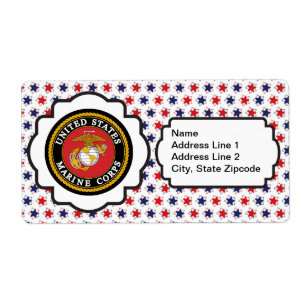 USMC Emblem met rode, witte en blauwe sterren Etiket