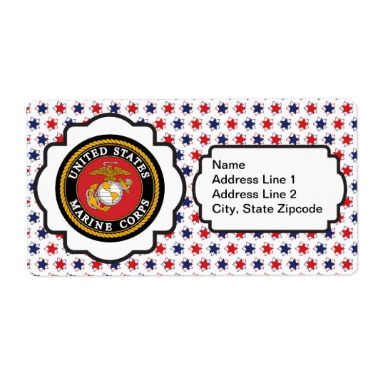 USMC Emblem met rode, witte en blauwe sterren Etiket (Voorkant)