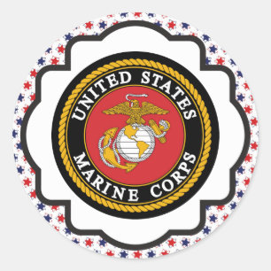 USMC Emblem met rode, witte en blauwe sterren Ronde Sticker