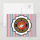 USMC Emblem met rode, witte en blauwe strepen Briefkaart (Voorkant / Achterkant)