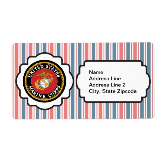 USMC Emblem met rode, witte en blauwe strepen Etiket (Voorkant)