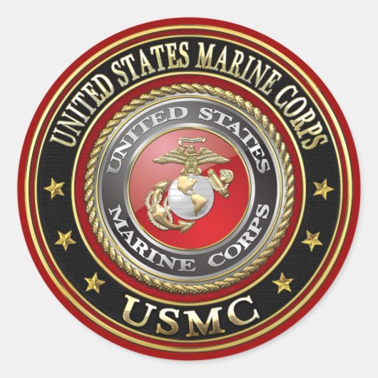 USMC Emblem [Special Edition] [3D] Ronde Sticker (Voorkant)