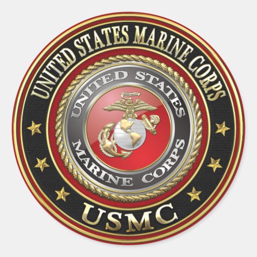 USMC Emblem [Special Edition] [3D] Ronde Sticker (Voorkant)