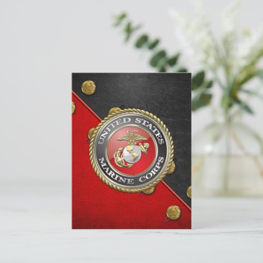 USMC Emblem & Uniform [3D] Briefkaart (Staand voorkant)