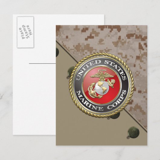 USMC Emblem & Uniform [3D] Briefkaart (Voorkant / Achterkant)