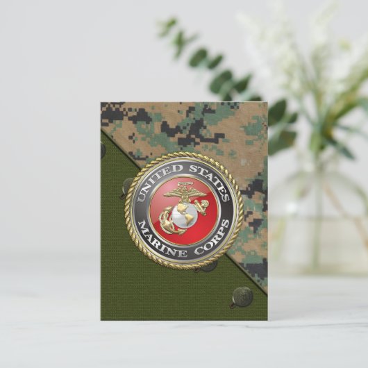 USMC Emblem & Uniform [3D] Briefkaart (Staand voorkant)