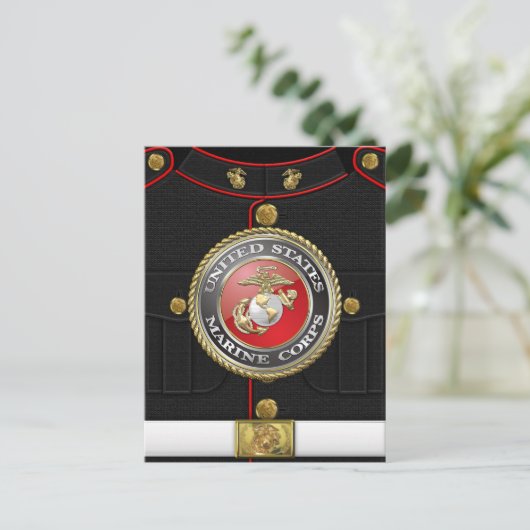 USMC Emblem & Uniform [3D] Briefkaart (Staand voorkant)