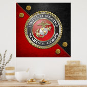 USMC Emblem & Uniform [3D] Poster (Keuken)