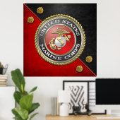 USMC Emblem & Uniform [3D] Poster (Thuiskantoor)