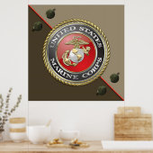 USMC Emblem & Uniform [3D] Poster (Keuken)