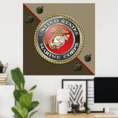 USMC Emblem & Uniform [3D] Poster (Thuiskantoor)
