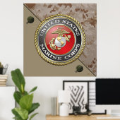 USMC Emblem & Uniform [3D] Poster (Thuiskantoor)