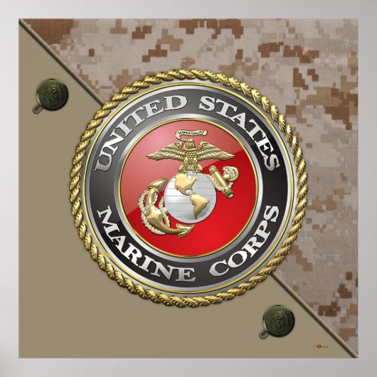USMC Emblem & Uniform [3D] Poster (Voorkant)
