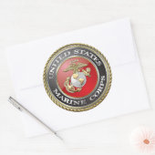 USMC Emblem & Uniform [3D] Ronde Sticker (Envelop)