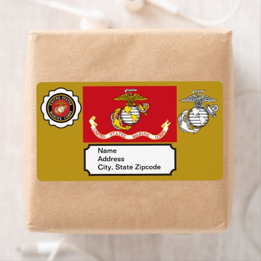 USMC Emblem, zegel en vlag Etiket (Insitu)