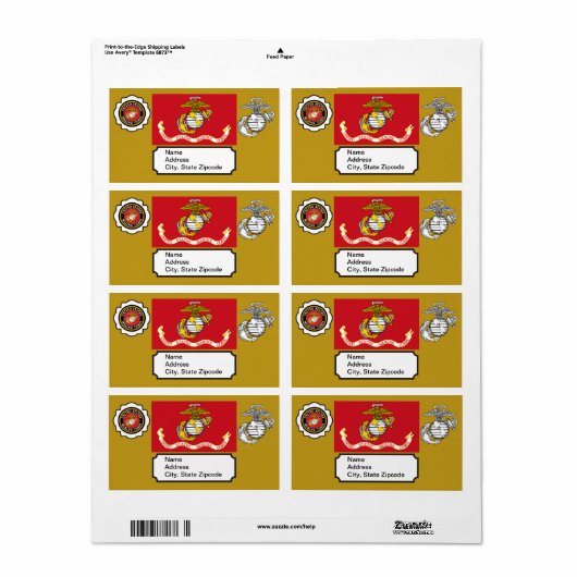 USMC Emblem, zegel en vlag Etiket (Full Sheet)