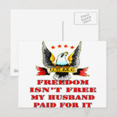 USMC Freedom is niet gratis voor mijn man. Briefkaart (Voorkant / Achterkant)