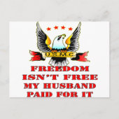USMC Freedom is niet gratis voor mijn man. Briefkaart (Voorkant)