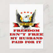 USMC Freedom is niet gratis voor mijn man. Briefkaart (Voorkant)
