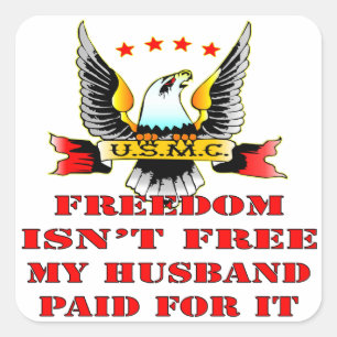 USMC Freedom is niet gratis voor mijn man. Vierkante Sticker