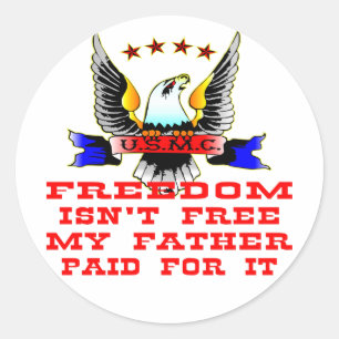 USMC Freedom is niet gratis voor mijn vader. Ronde Sticker