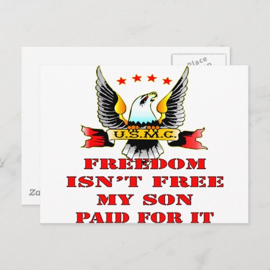 USMC Freedom Isn't Free My Son Paid For It Briefkaart (Voorkant / Achterkant)