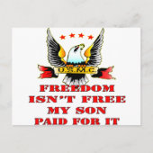 USMC Freedom Isn't Free My Son Paid For It Briefkaart (Voorkant)