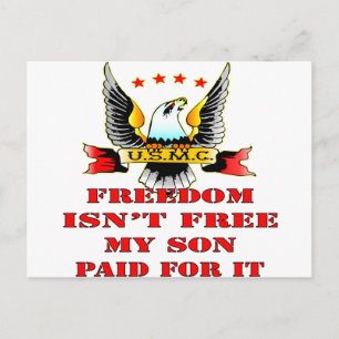 USMC Freedom Isn't Free My Son Paid For It Briefkaart
