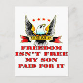 USMC Freedom Isn't Free My Son Paid For It Briefkaart (Voorkant)