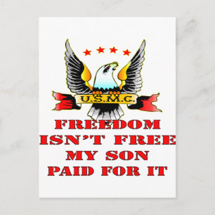 USMC Freedom Isn't Free My Son Paid For It Briefkaart