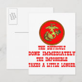 USMC Het moeilijkheid onmiddellijk gedaan Onmogeli Briefkaart (Voorkant / Achterkant)