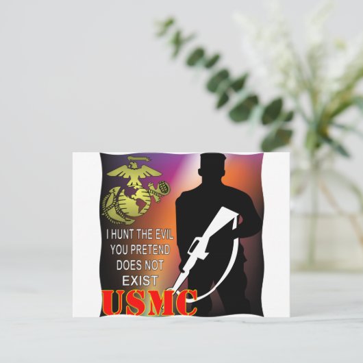 USMC I Hunt het kwaad dat u voorstelt niet bestaat Briefkaart (Staand voorkant)