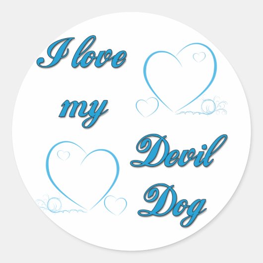 USMC I Love My Devil Dog Ronde Sticker (Voorkant)