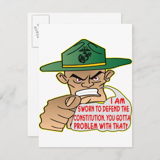 USMC Ik ben bang om de Grondwet te verdedigen Briefkaart (Voorkant / Achterkant)