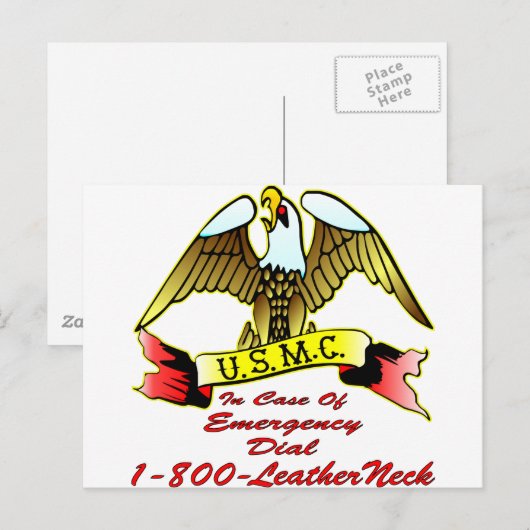 USMC in Hoesje van de noodwijzerplaat 1-800-Leathe Briefkaart (Voorkant / Achterkant)