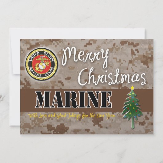 USMC-kerstkaart Camo Feestdagenkaart (Voorkant)