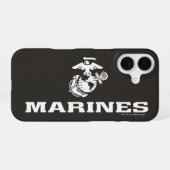 USMC Logo Gestapeld - Wit iPhone 16 Hoesje (Achterkant horizontaal)