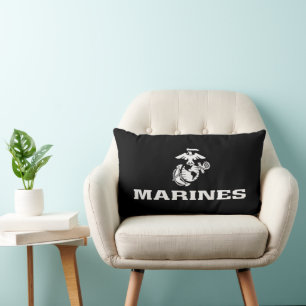 USMC Logo gestapeld - Wit Kussen