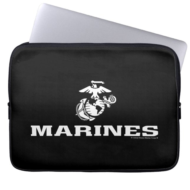 USMC Logo gestapeld - Wit Laptop Sleeve (Voorkant)