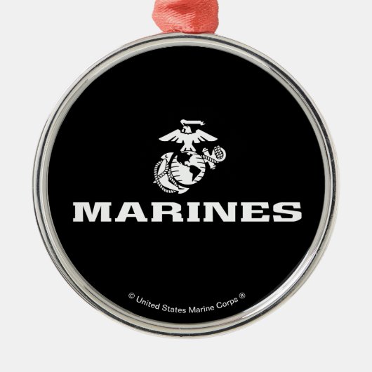 USMC Logo gestapeld - Wit Metalen Ornament (Voorkant)