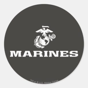 USMC Logo gestapeld - Wit Ronde Sticker