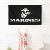 USMC Logo gestapeld - Wit Spandoek (Insitu)