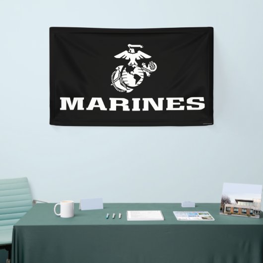 USMC Logo gestapeld - Wit Spandoek (Beurs)